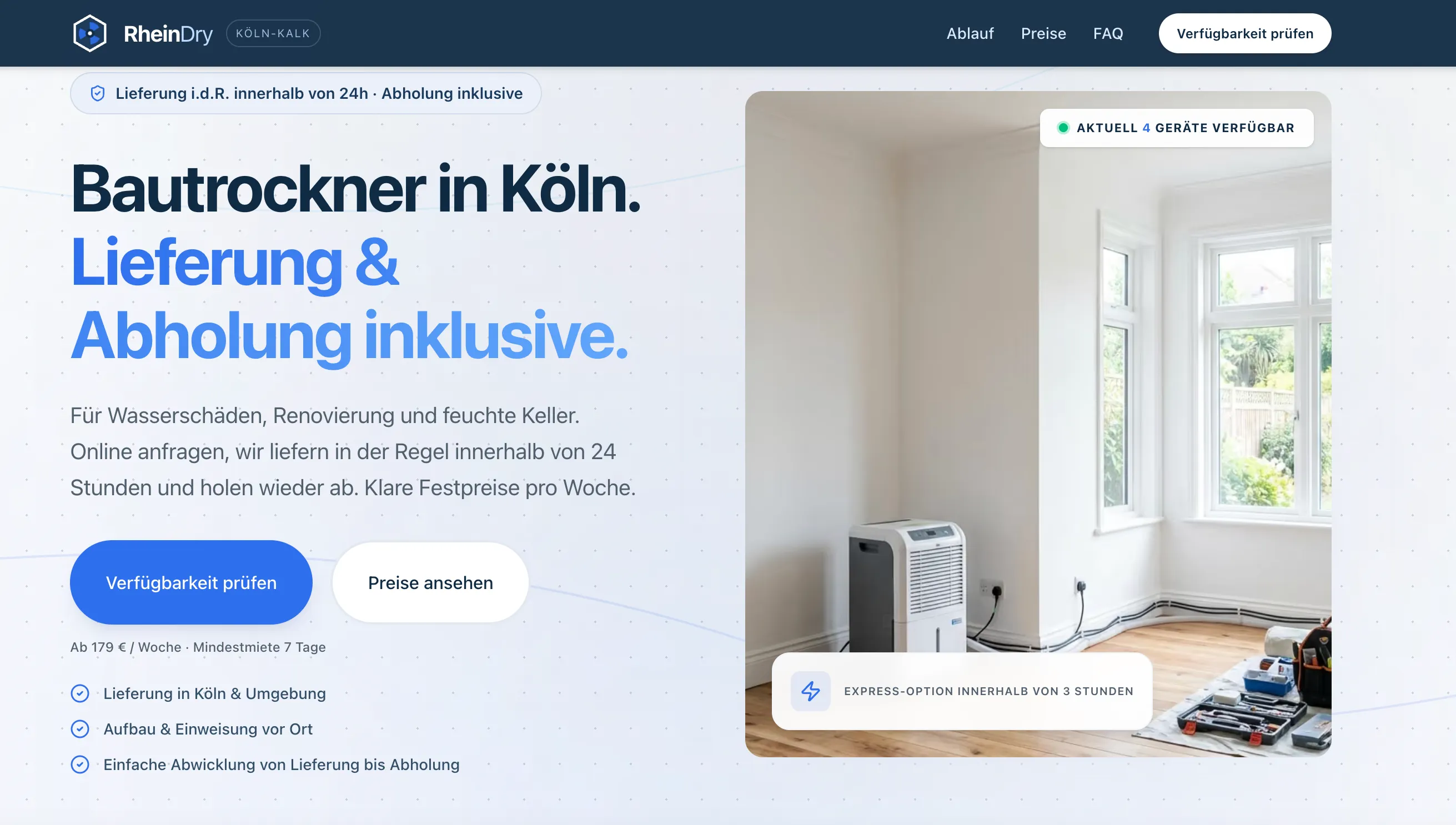 RheinDry - Bautrockner-Vermietung in Köln